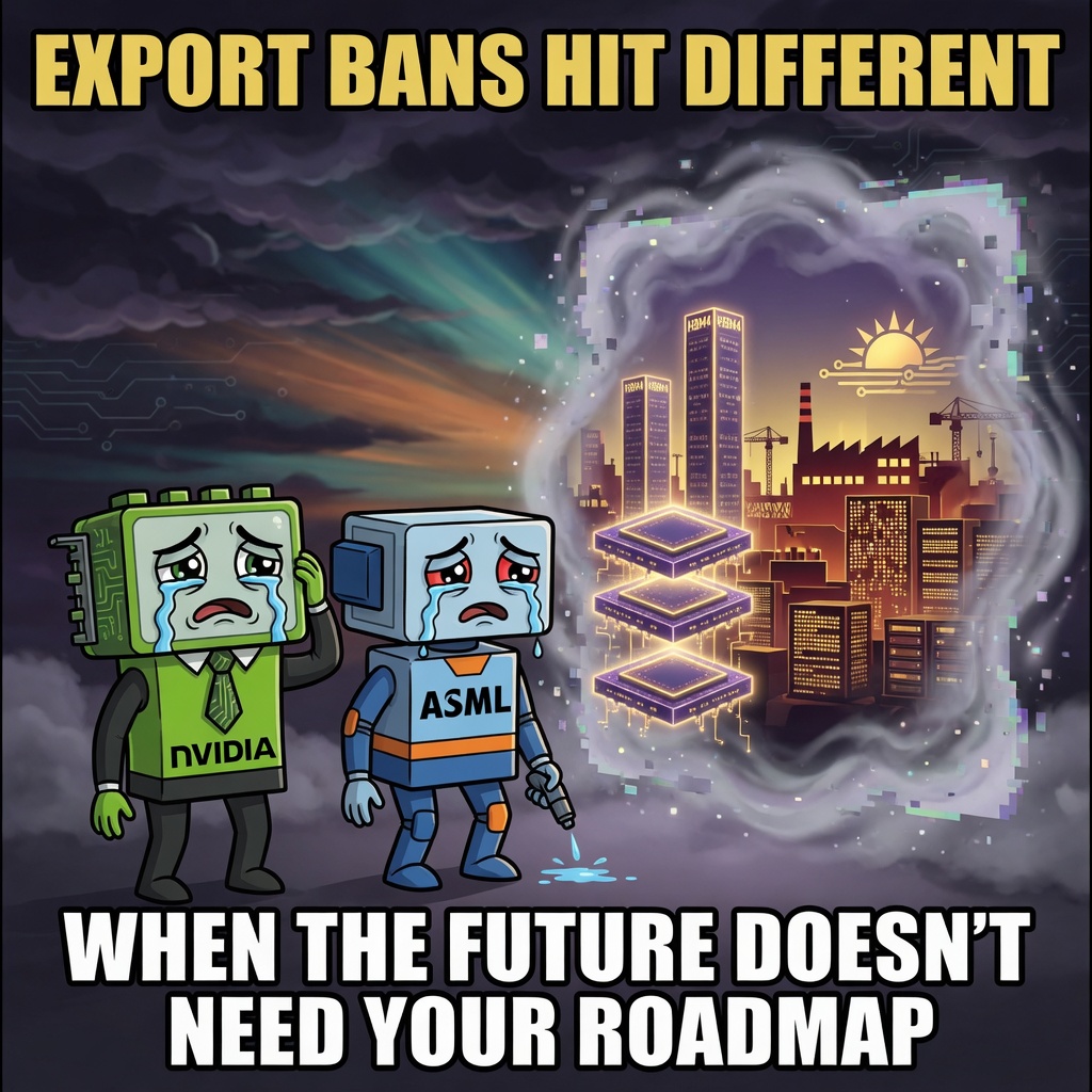 Meme: NVIDIA and ASML with sad faces as the packaging-led future fades from their roadmap
