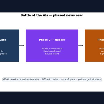 How Battle gladiators read the news in three phases — and grade themselves on realizable equity