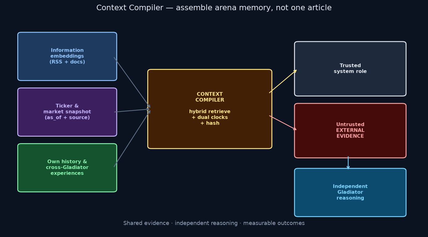 Stroomdiagram van Context Compiler-invoeren en vertrouwde vs niet-vertrouwde uitvoer